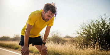 Athlete slowing down during training in heat, showing early signs of heat exhaustion.
