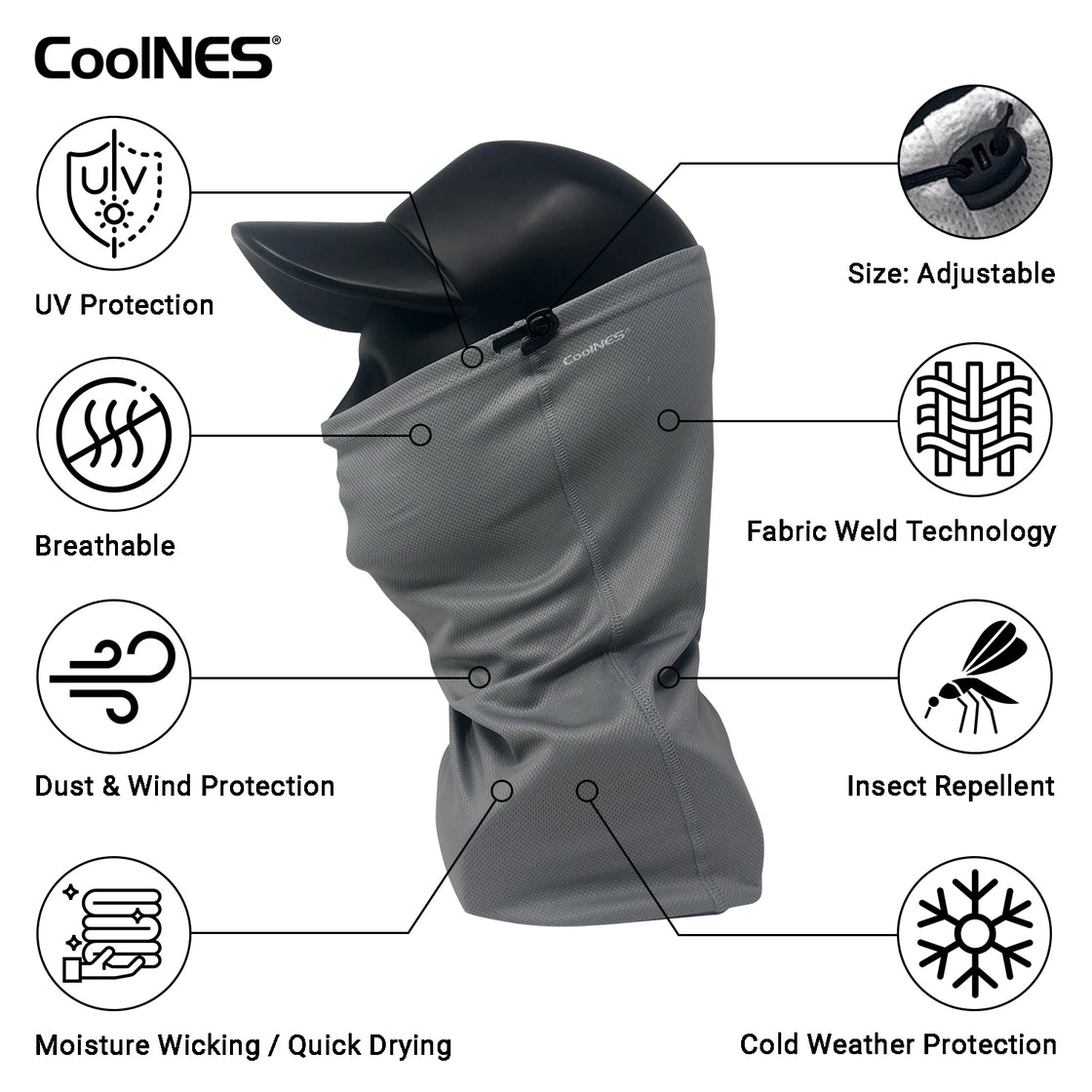 CoolNES UV Sun Protection Neck Drape - Light Grey