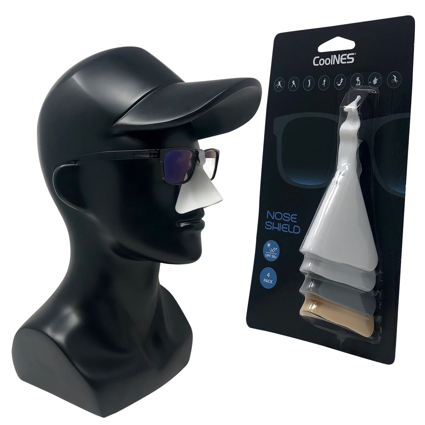 CoolNES - UV Sunlight Skin Protection Nose Guard for Glasses UPF 50+ Patented Medical Grade Protector, Pack of 4 CoolNES®