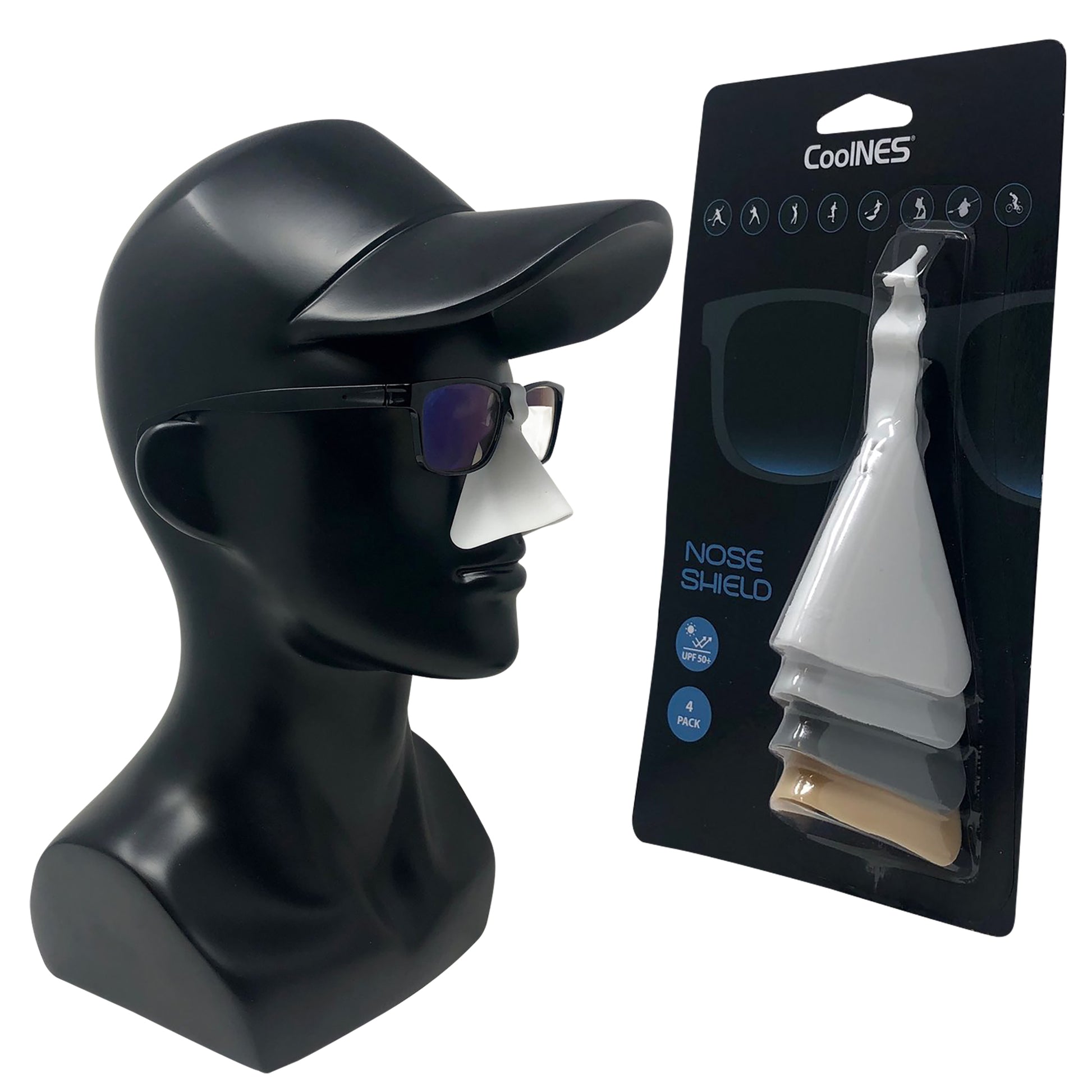 CoolNES - UV Sunlight Skin Protection Nose Guard for Glasses UPF 50+ Patented Medical Grade Protector, Pack of 4 CoolNES®