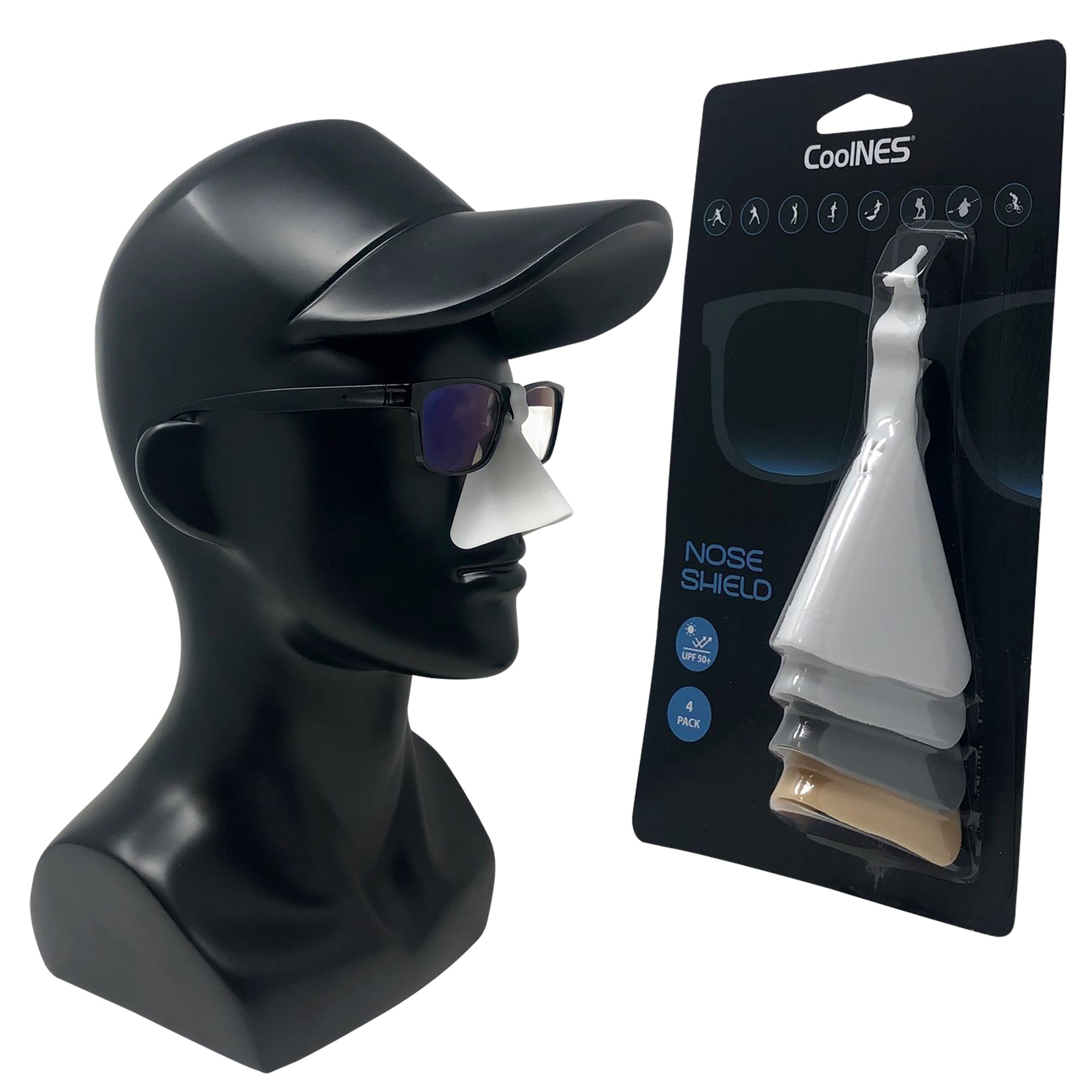 CoolNES - UV Sunlight Skin Protection Nose Guard for Glasses UPF 50+ Patented Medical Grade Protector, Pack of 4 CoolNES®